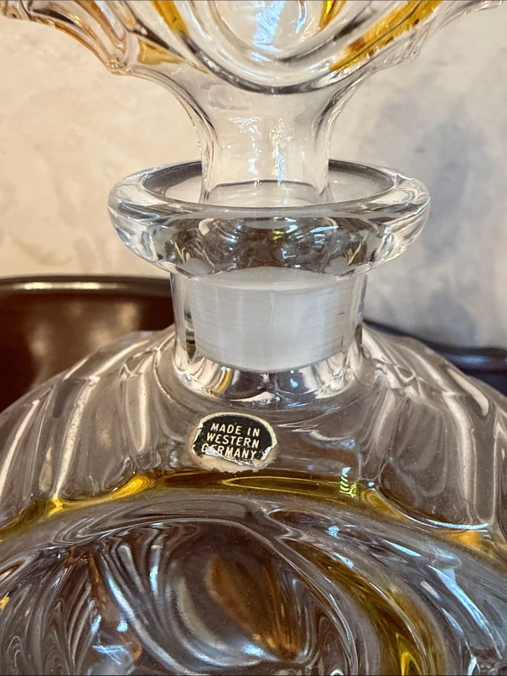 Decorative cut to clear  Glass Decanter bottle